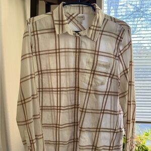 J.Crew Cream and Tan Checkered Shirt